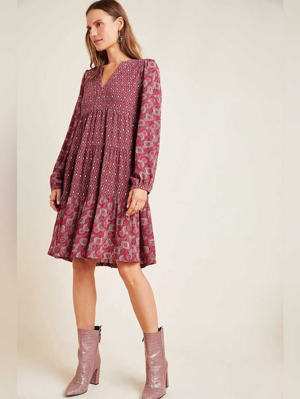 MAEVE by ANTHROPOLOGIE Amber Tiered Tunic Dress.